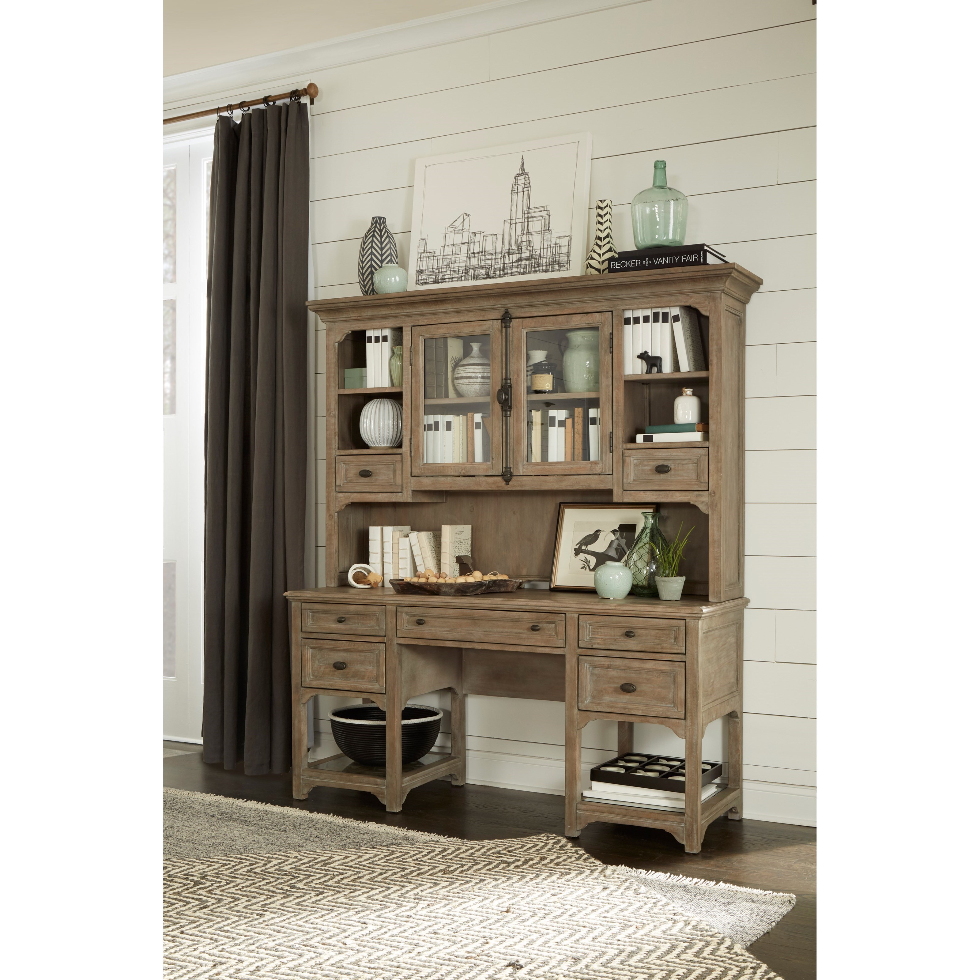 Magnussen Home Tinley Park Relaxed Vintage Double Pedestal Desk with